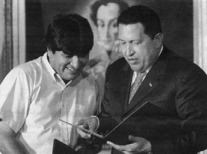 Boliviens Präsident Evo Morales (links) und Venezuelas Präsident Hugo Chavez