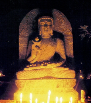 Buddha-Statue in Bodhgaya, jenem heiligen Ort im Ganges-Tal, wo Gautama die Erleuchtung erlangte.